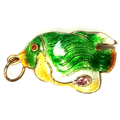 ENAMEL FISH 17X28MM GREEN